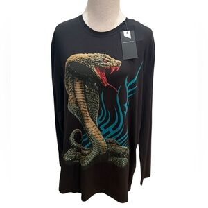 HEADS OR TAILS Rhinestone Studded Cobra Graphic T-Shirt, Crewneck Tee Unisex 2XL